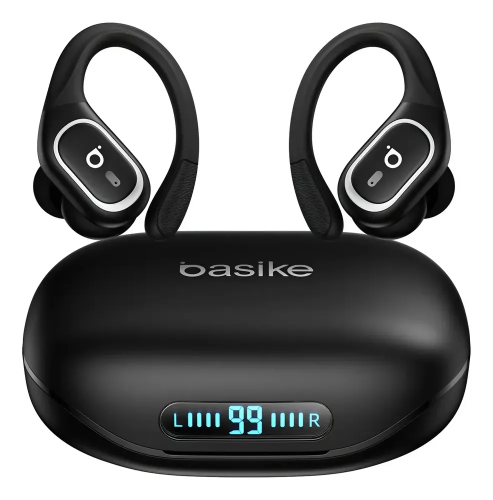 Basike Fone De Ouvido Bluetooth 6.0 Esportivo Sem Fio Gancho Intra-auricular,estéreo,Com display Led, Tws, Ipx5, Enc, Suporta Chamadas De Voz, Compatível Android E Ios, Cor Preto