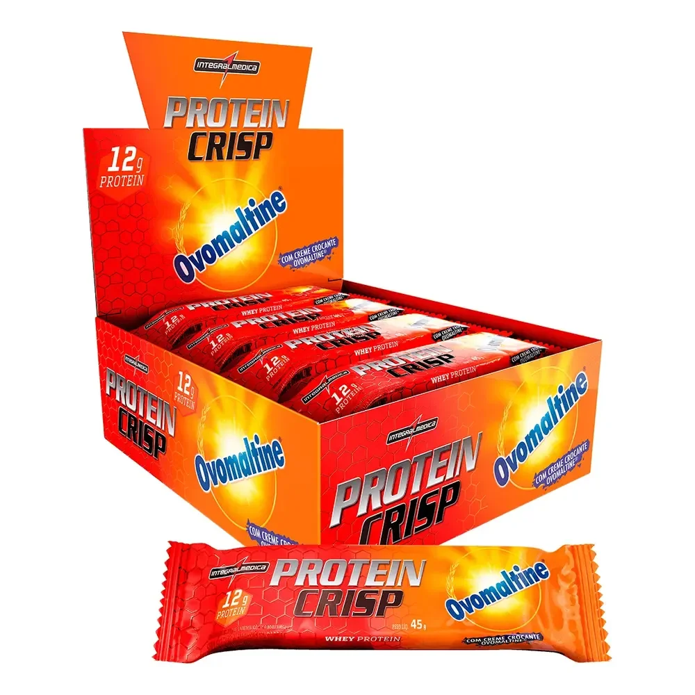 Crisp Bar Barrinha Proteica Cx 12 Unidades Sabor Ovomaltine