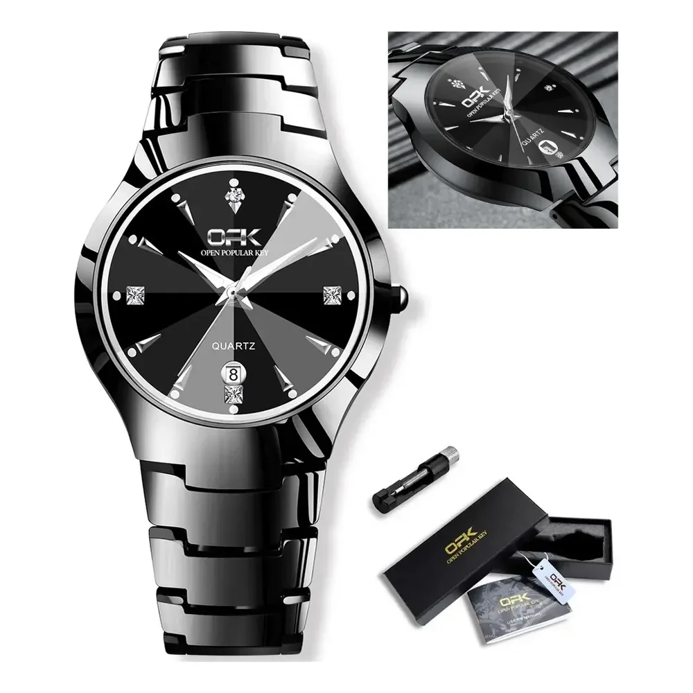 Opk Relógio Masculino Preto Aço Quartzo À Prova D'água 8105 Preto