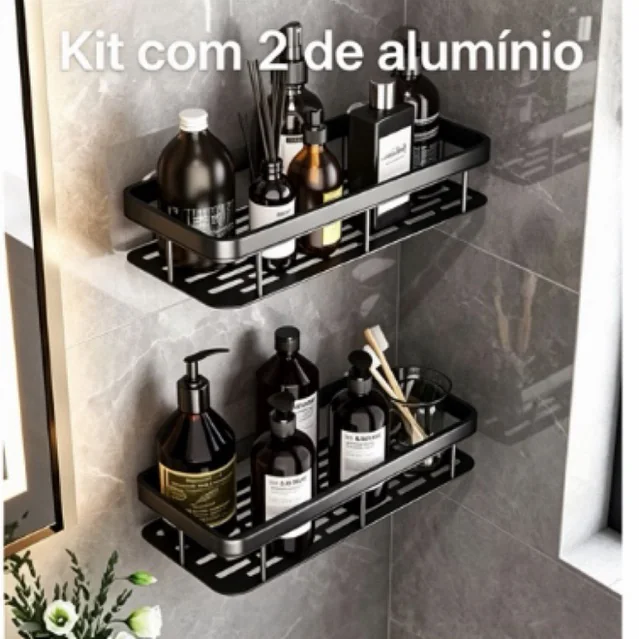 Kit com 2 SUPORTE PARA SHAMPOO PARA USO NO BANHEIRO NA PAREDE de alumínio suporte organizador multiuso