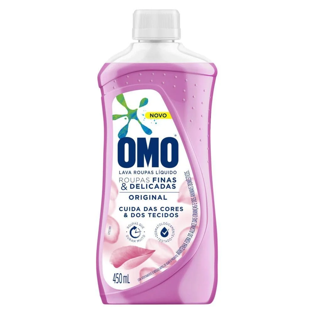 OMO Lava-Roupas Líquido Roupas Finas E Delicadas Original Frasco 450Ml Omo 450 Ml