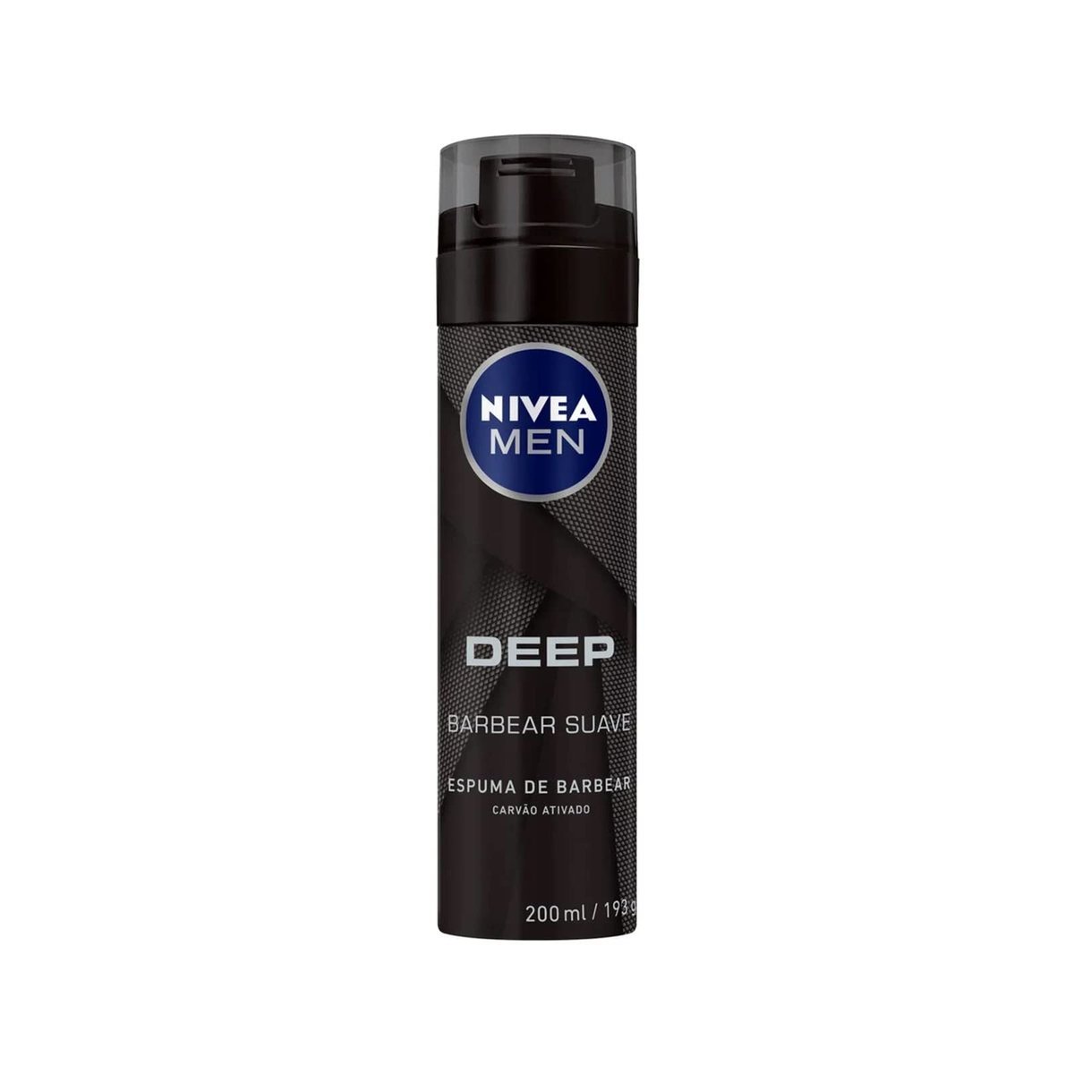NIVEA MEN Espuma de Barbear Deep 200ml, Pele Limpa, Previne Irritações, Carvão Ativado, Deslizamento Suave
