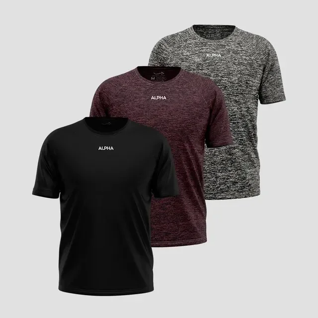Kit 3 Camisetas Dry Alpha Masculina - Essential