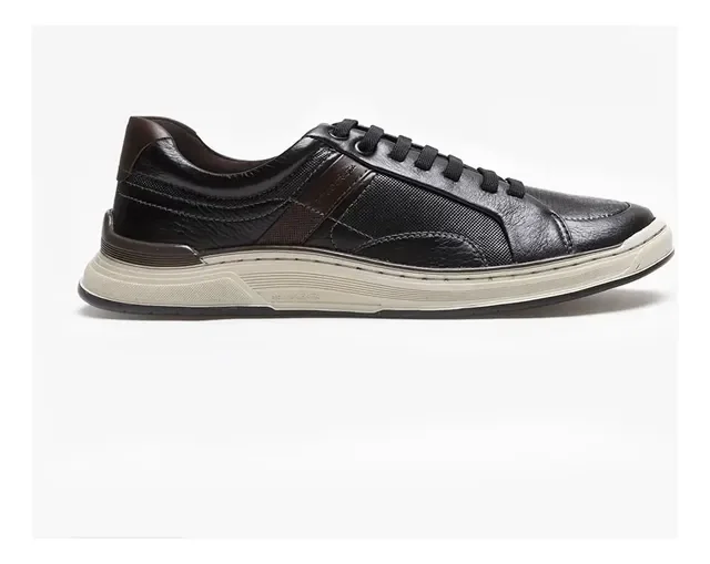 Democrata Sapatênis Denim Loop De Couro Preto