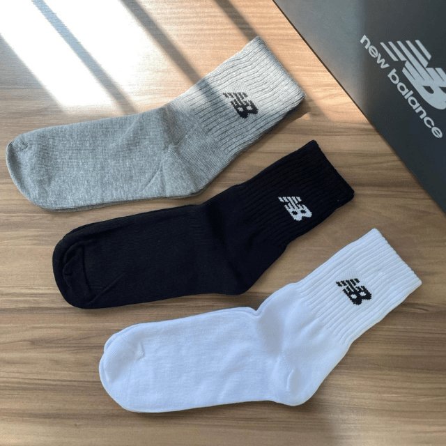 Meia de Algodão Cano Longo com Calcanhar 3 pares New Balance