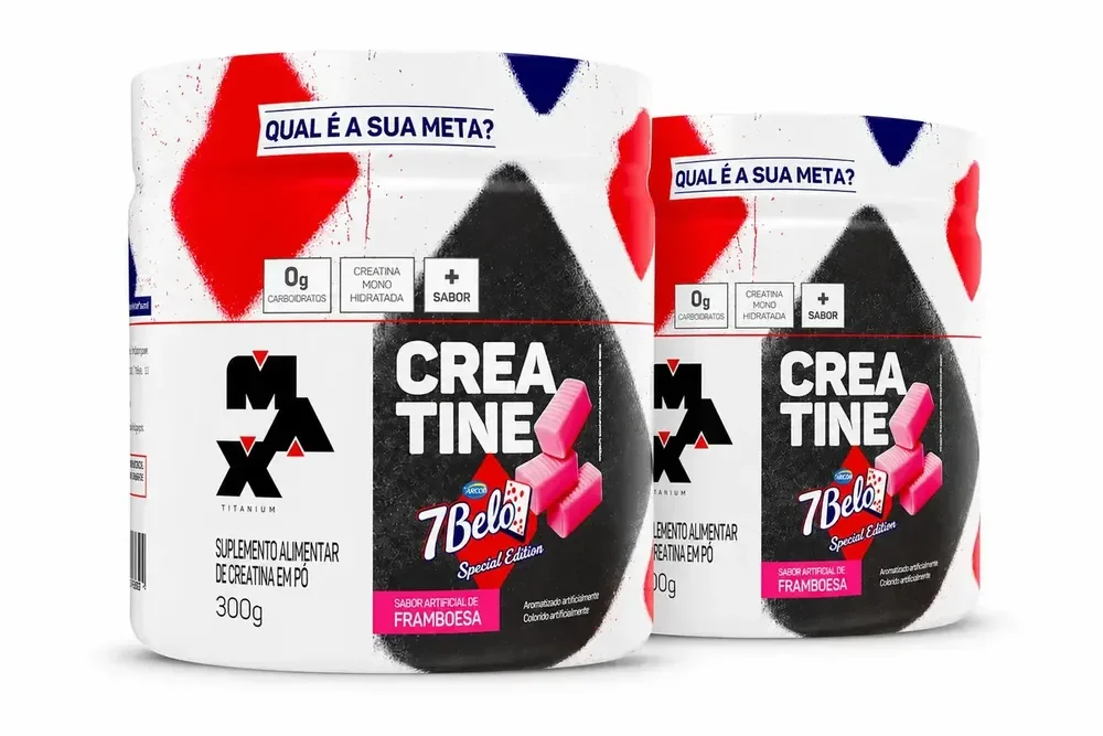 Creatina 7 Belo 300g Creatina Monohidratada Sabor Framboesa Kit 2 Força Energia Alta Performance Treino