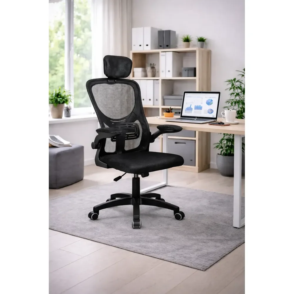 Cadeira Escritório Ergonômica Mesh Apoio Lombar 100kg Preto Malha