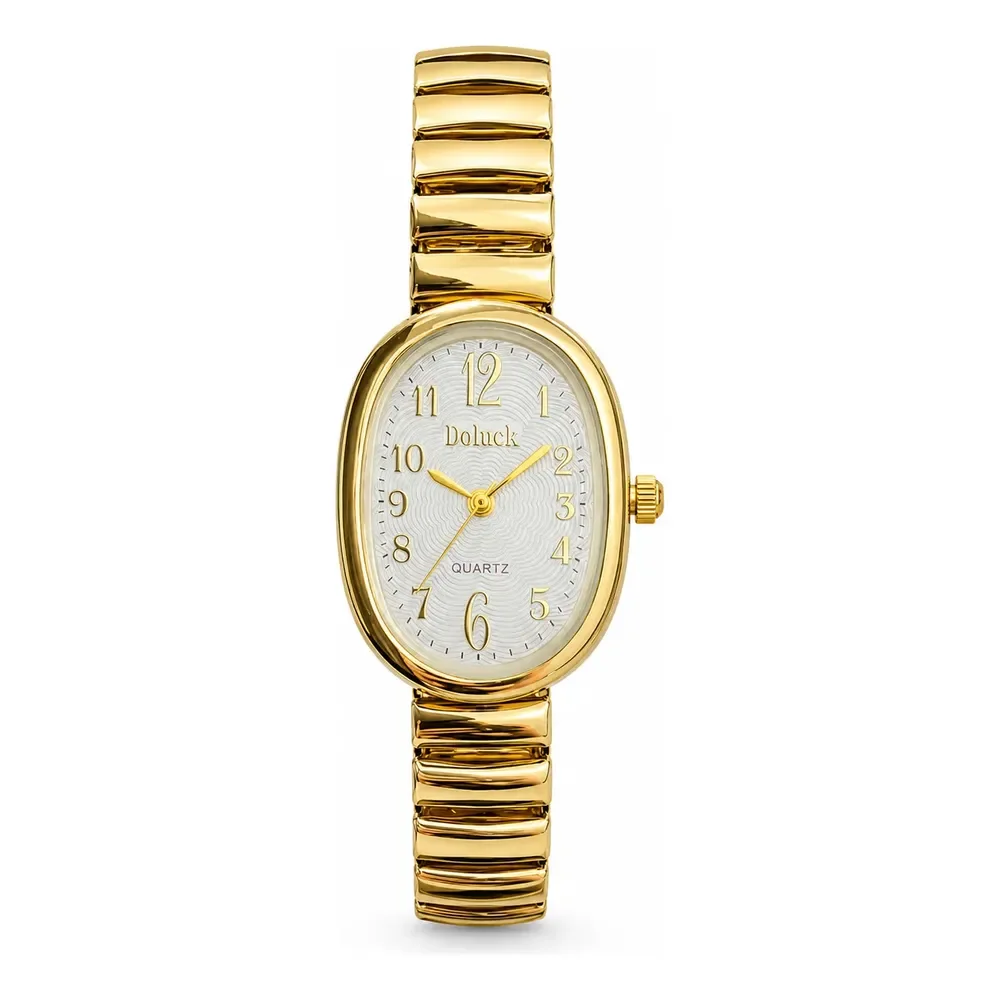 Relógio De Pulso Minimalista Old Money Feminino Premium Moda Dourado Cx Branca
