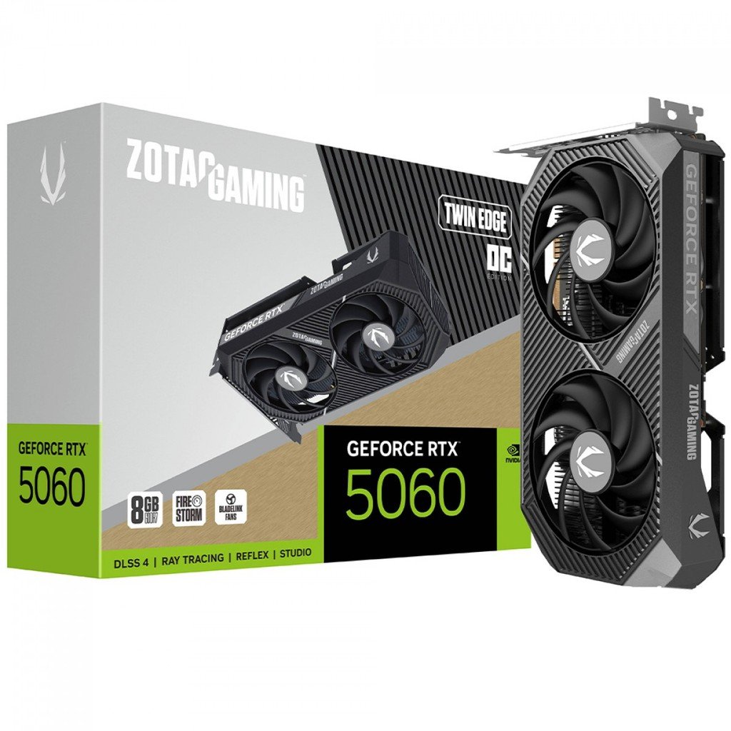Placa de Vídeo Zotac RTX 5060 Twin Edge OC, 8GB, GDDR7, 128-bit, ZT-B50600H-10M