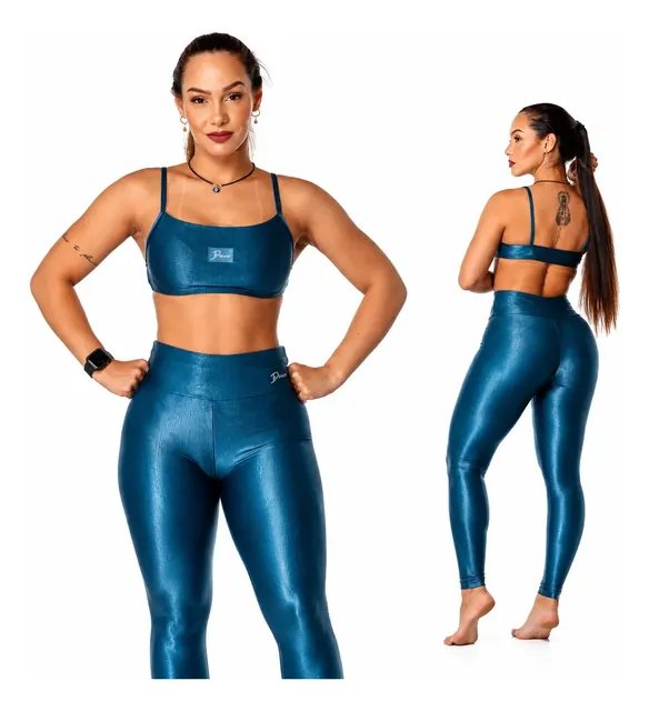 Diasp Roupa De Academia Top + Legging Blackout Canelado Bril