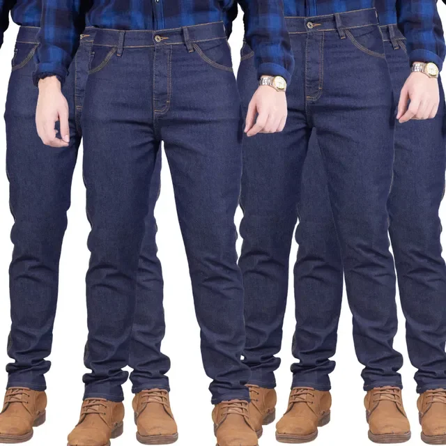 Kit 4 Calça Jeans Masculina Elastano Lycra Trabalho Premium