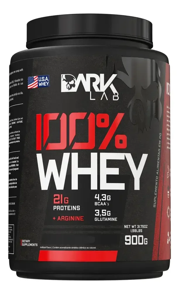 100% Whey Protein 900g Sabores - Dark Lab Sabor Morango