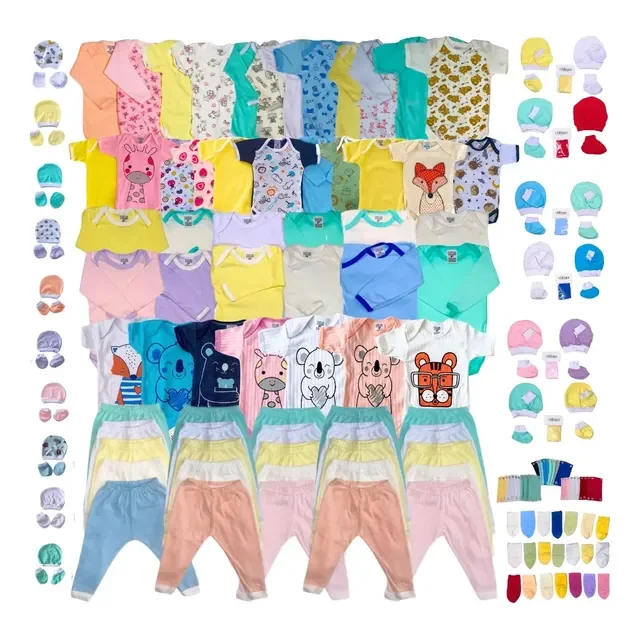 Kit 18 Peças Roupas De Bebê Bodies Calça Meias Menina Menino