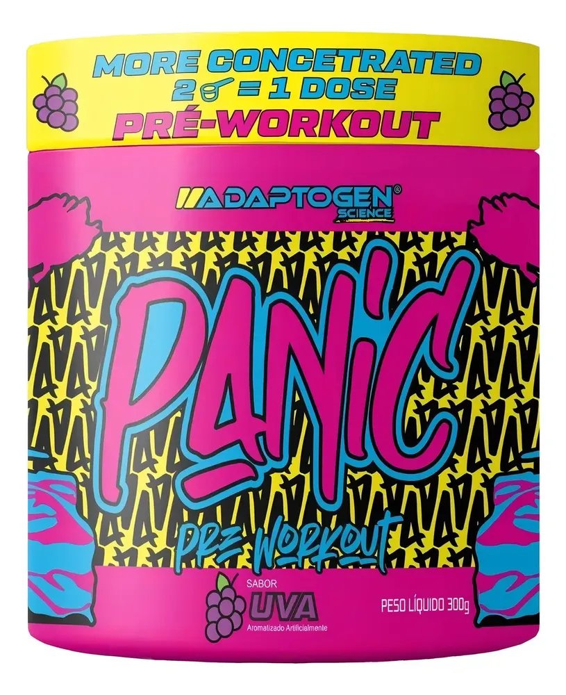 Suplemento Em Pó Adaptogen Science Panic Pré Treino com creatina Pote 300g Sabor Uva