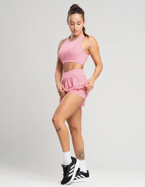 Conjunto Fitness Top Short Roupa Academia Feminino Treino