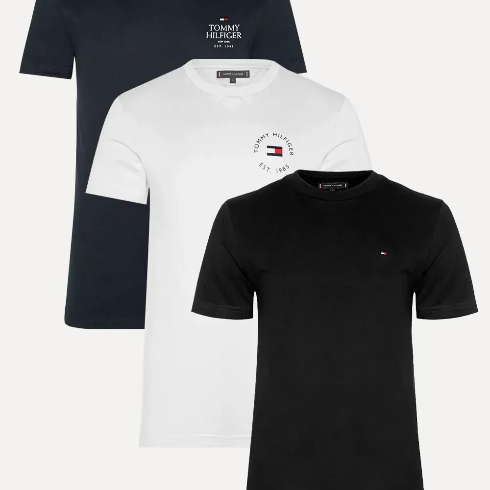 Camisetas Tommy Hilfiger Essential Preta/branca/azul Marinho S/p