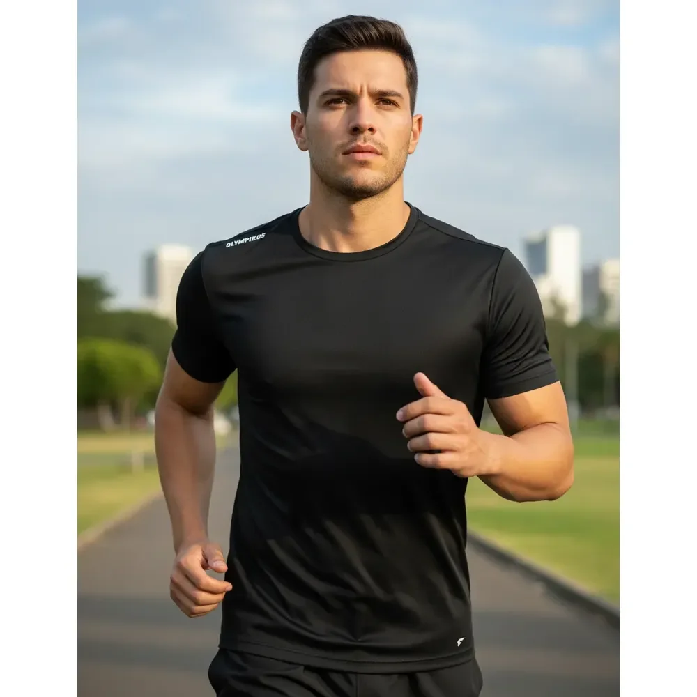 Camiseta Masculina Olympikus Academia Dry Fit Treino Corrida Preta Lobo M Lisa
