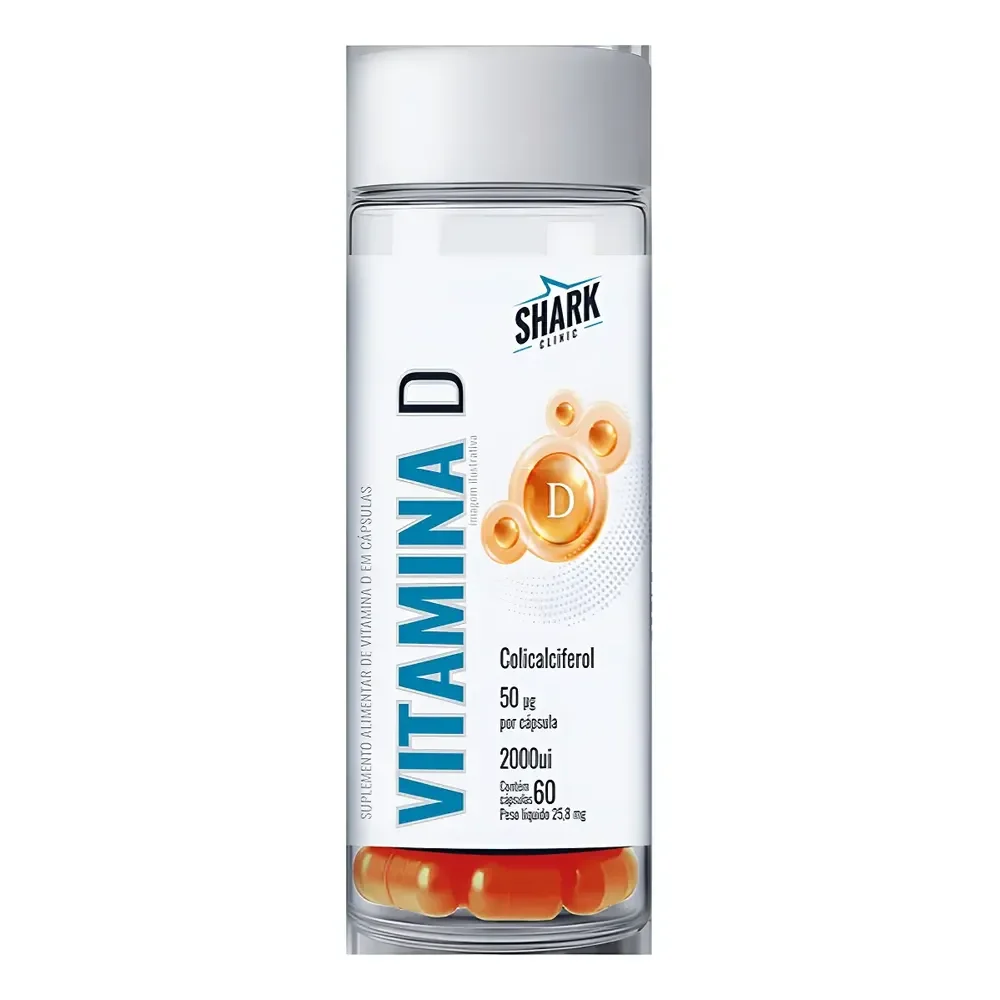Vitamina D3 60 Cápsulas Shark Clinic Suplemento Nutricional Sem Glúten Sem Sabor
