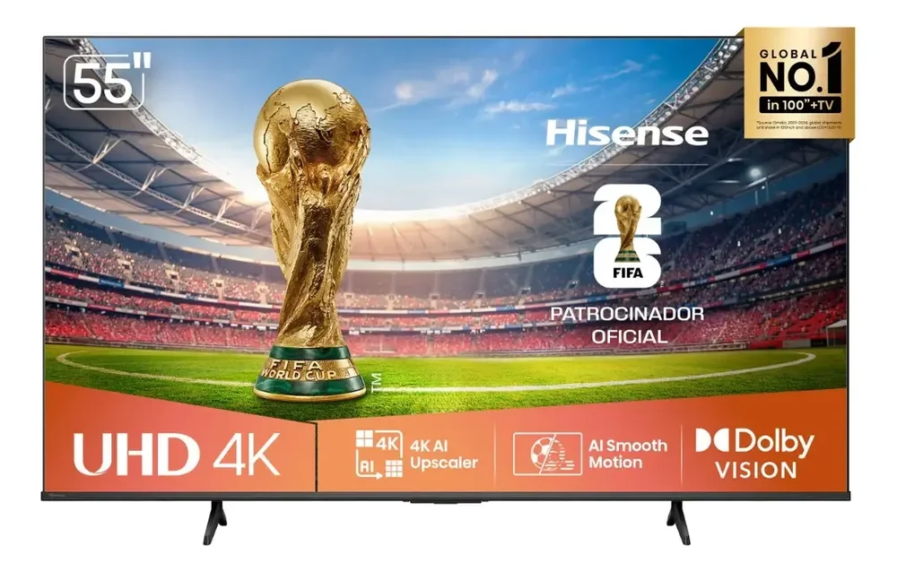 Hisense Smart TV 4K 55 Polegadas 55A6NV com Dolby Vision, HDR10, HLG, Dolby Gaming, Film Maker, DTS Virtual X, Compatibilidade Alexa e Google Home