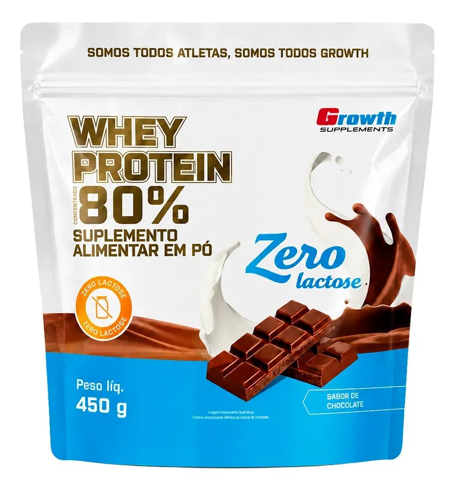 Whey Protein Concentrado Zero Lactose 450gr - Growth Chocolate