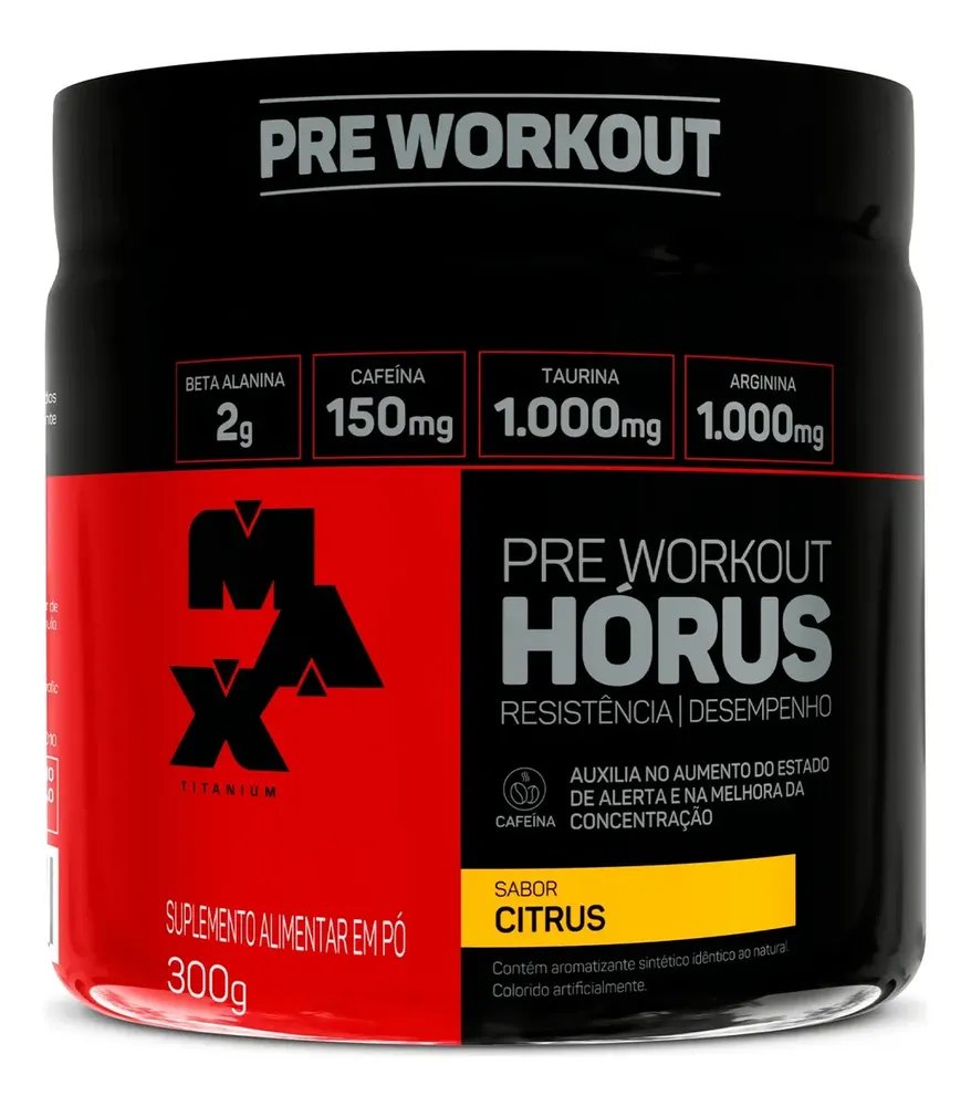 Pré Treino 300g Hórus Max Titanium Citrus Energia e Foco