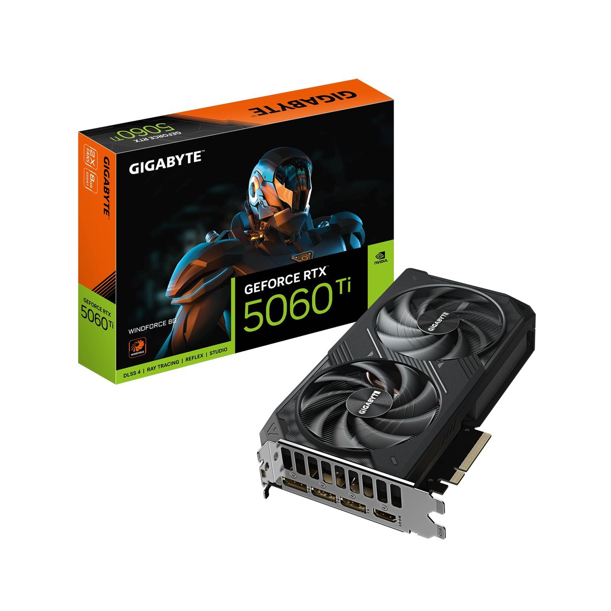 Gigabyte Placa de vídeo GeForce RTX 5060 Ti WINDFORCE 8G - 8GB GDDR7, 128bit, PCI-E 5.0, 2572MHz Core Clock, 3 x DisplayPort, 1 x HDMI, GV-N506TWF2-8GD