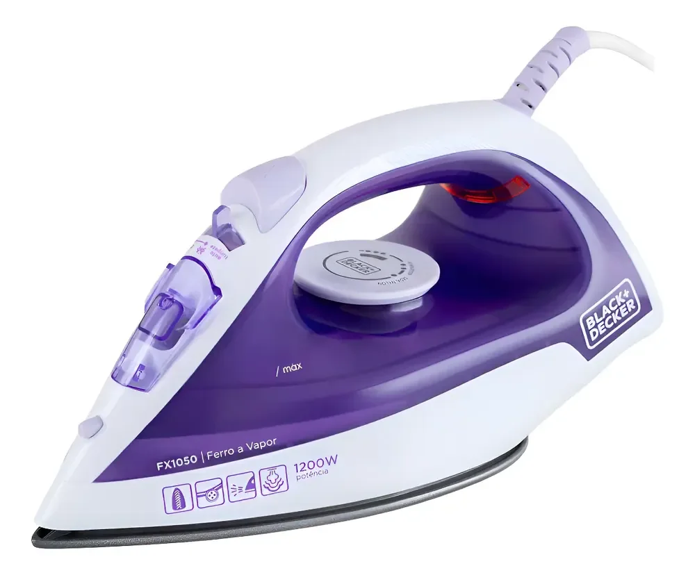 Ferro De Passar Roupa À Seco Ou Vapor Black Decker Fx1050 Roxo 127v Lavanda