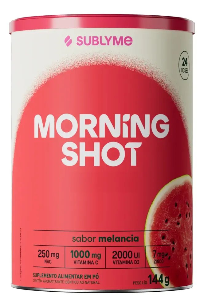 Sublyme Morning Shot Melancia, Suplemento de Imunidade em Pó com Vitamina C, D, Própolis e Zinco