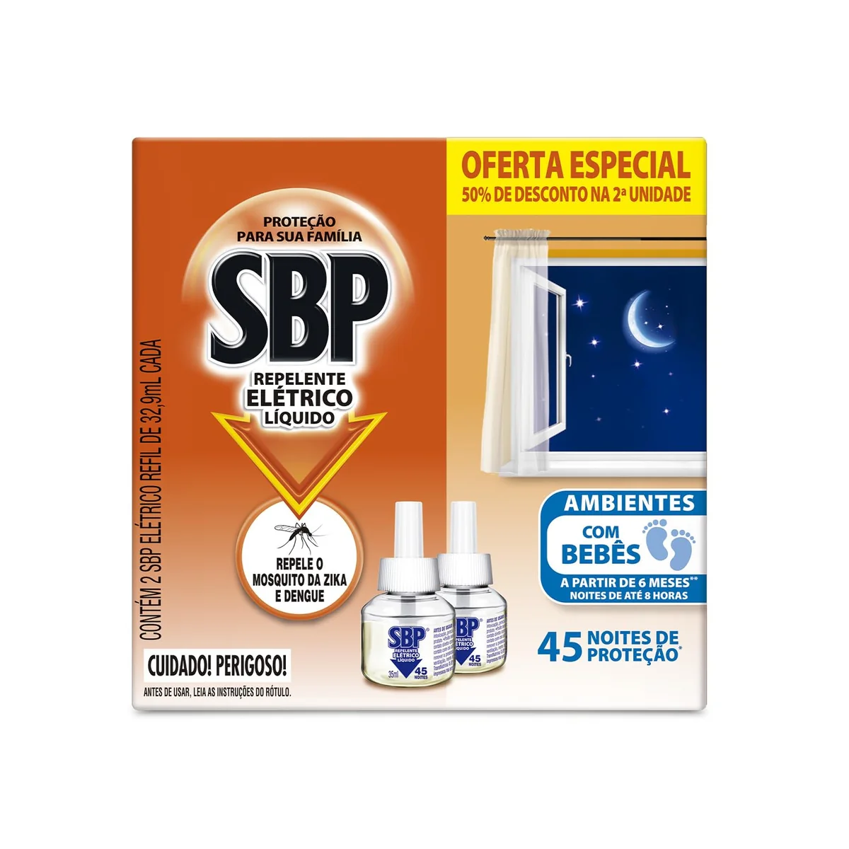 SBP Repelente Elétrico Líquido 45 Noites 50% 2ª Unidade 35Ml