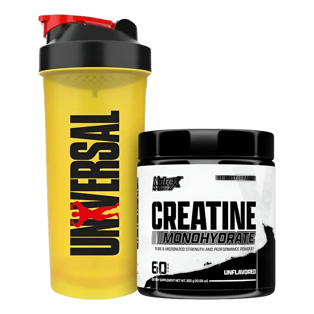 Creatina Monohidratada 300g Nutrex + Coqueteleira Universal Sem Sabor