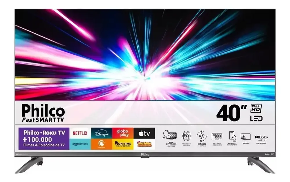 Smart Tv Philco 40'' Full Hd Roku Tv Ptv40 Hdr10 Dolby