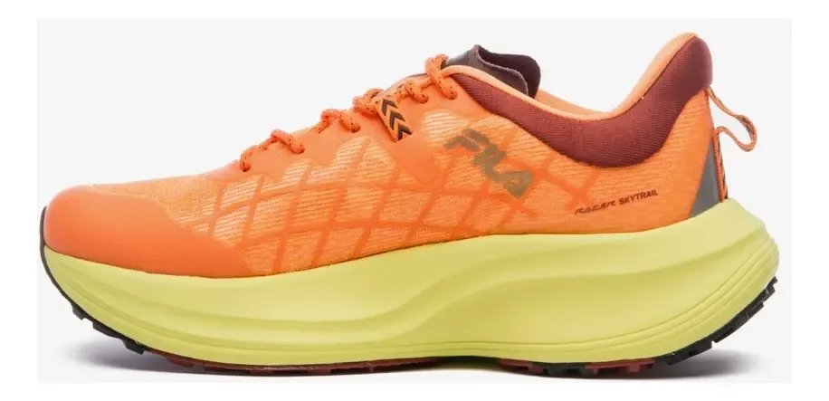 Tênis Masculino Fila Padrão Racer Skytrail Laranja/marrom Avermelhado/verde Limao Liso 41 Br
