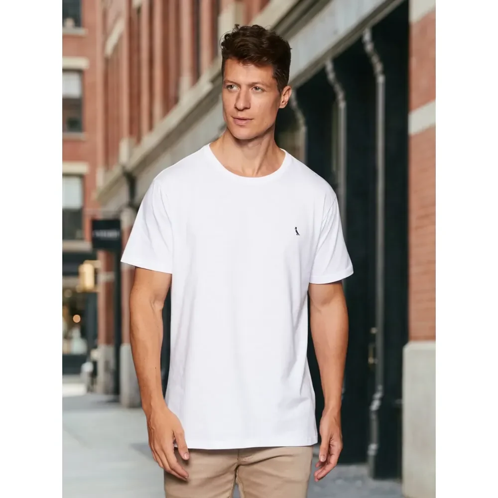 Camiseta Regular Essence Reserva Masculina Branco T-shirt Lisa M Liso