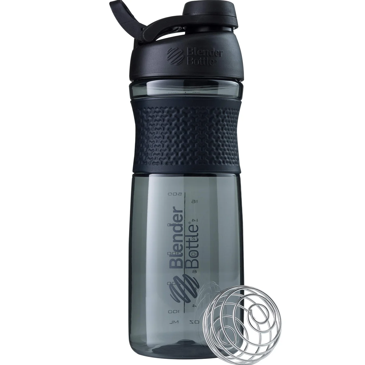 Garrafa misturadora SportMixer da BlenderBottle perfeita para shakes de proteína e pré-treino, 793 g, preta