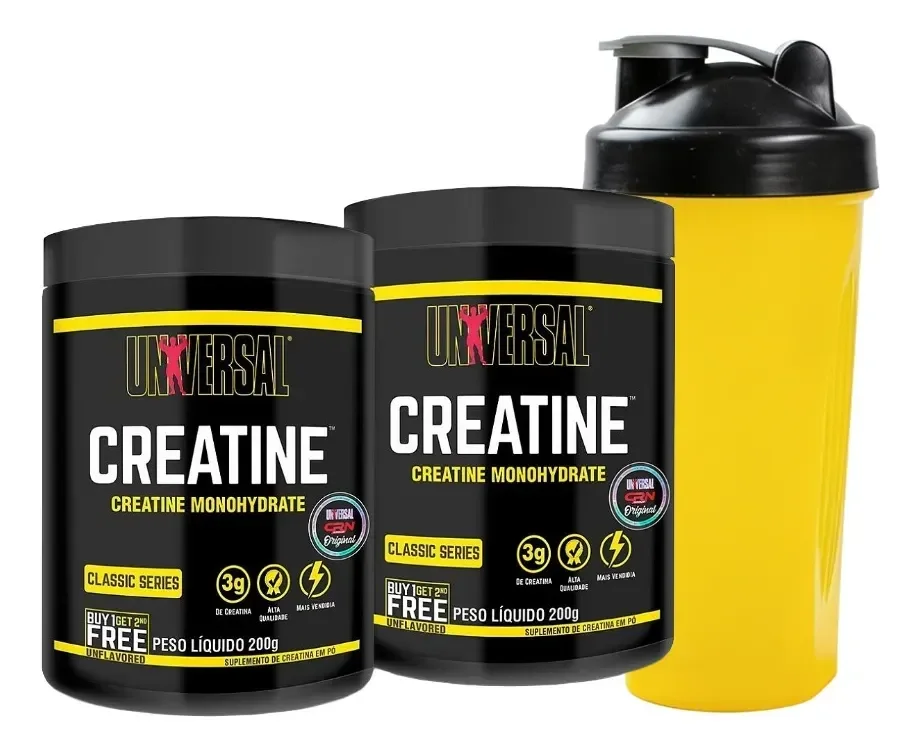 Kit Creatina Monohidratada 400g+coqueteleira 600ml-universal Sem Sabor