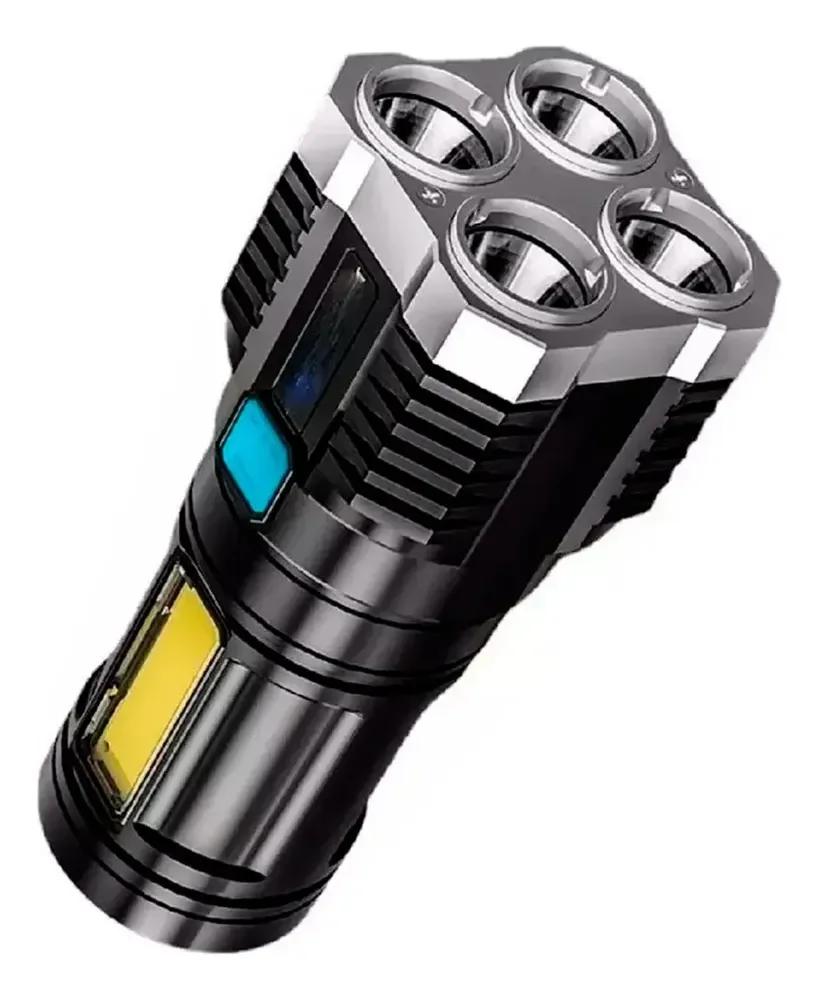 Lanterna Tatica Recarregavel Mais Forte Do Mundo Sitio Led Branco Preto