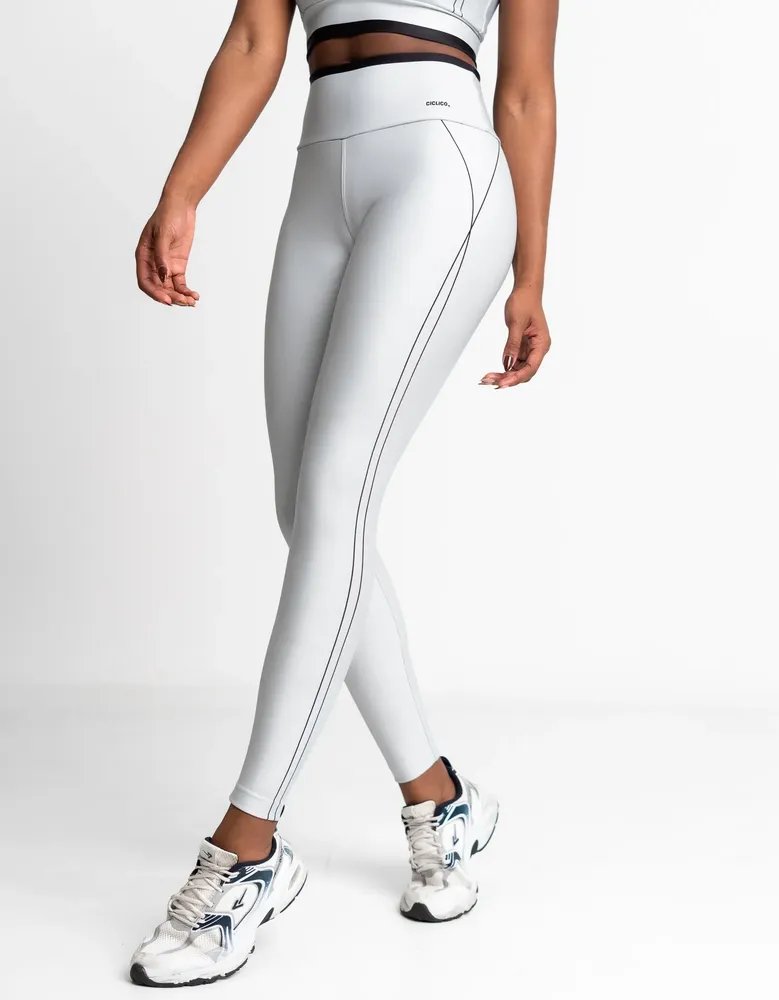 Legging Feminina Para Academia Zero Transparência Cós Alto Cinza Liso P