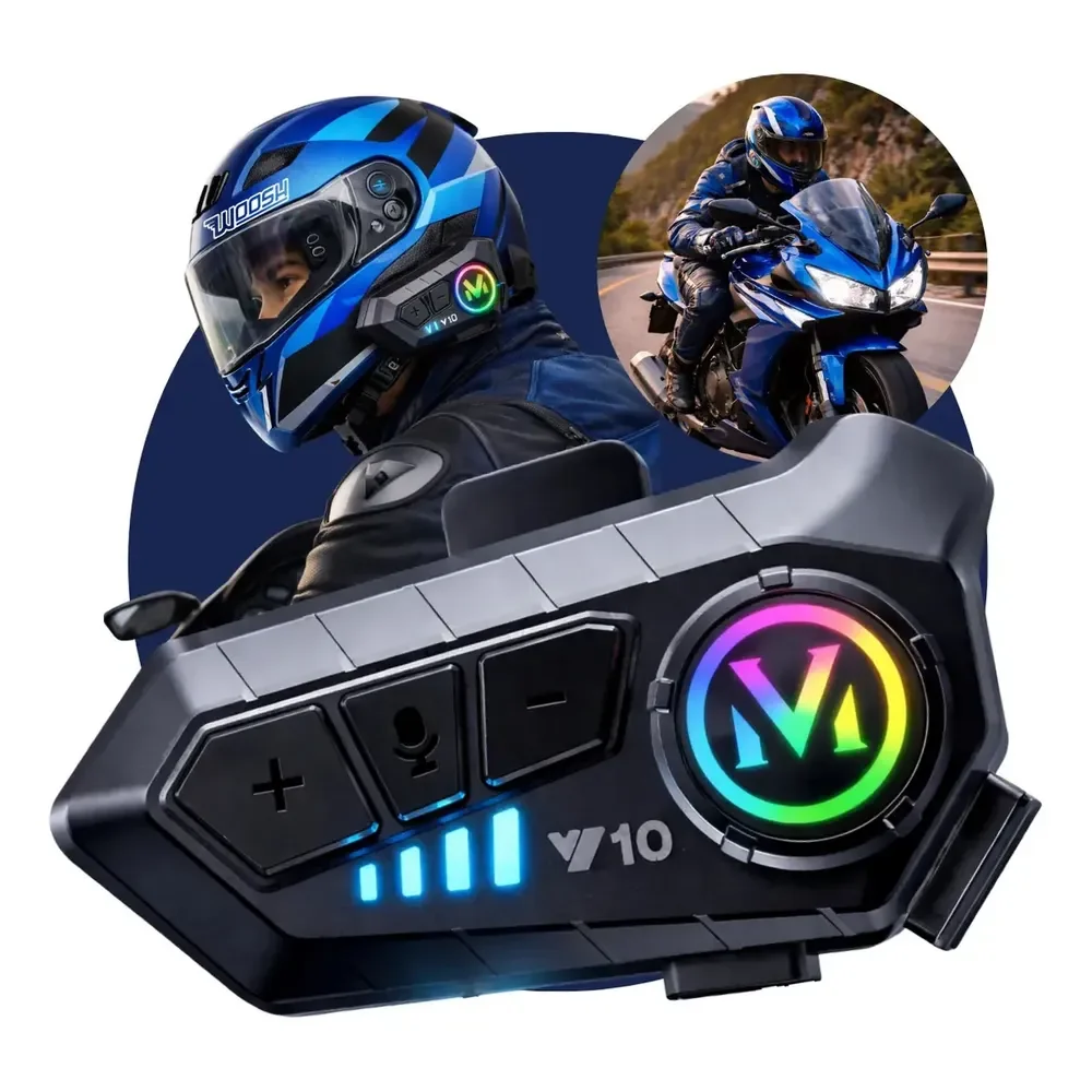 Fone De Ouvido Para Capacete Intercomunicador Bluetooth Headset Rgb Sem Fio Música Gps Chamadas Handsfree Alta Potência Woosh