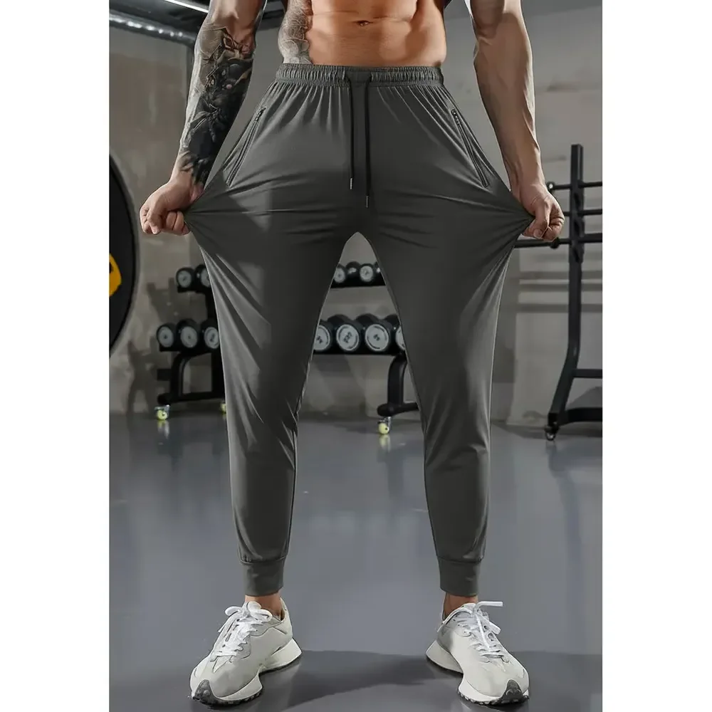 Calça Masculina Tactel Jogger Esportiva Academia Slim Treino Cinza Tactel P 36/38