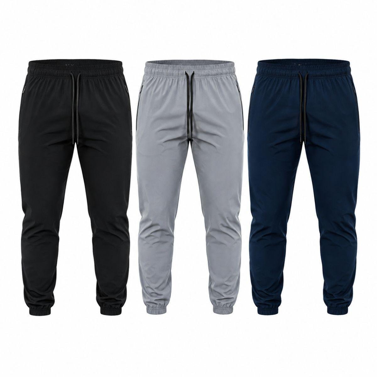 Kit 3 Calça Tactel Jogger Com Elastano Active Wear Void Verão Slim