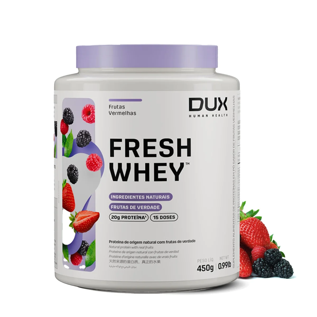 DUX HUMAN HEALTH Fresh Whey 450g Frutas Vermelhas – Nutrição Prática para Receitas e Shakes