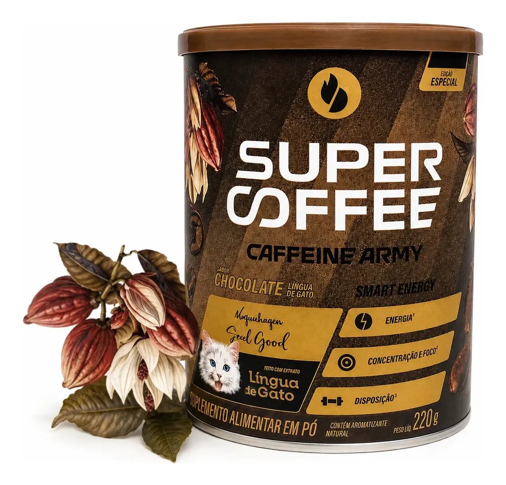 Super Coffee Língua De Gato Chocolate Caffeine Army Chocolate