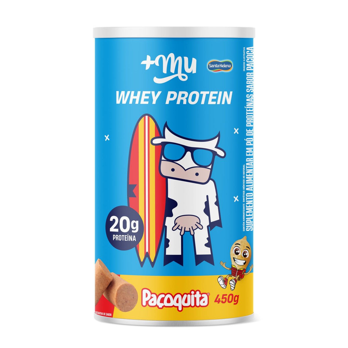 Whey Concentrado, Mais Mu, Sabor Paçoquita, 20g de proteína - 450g