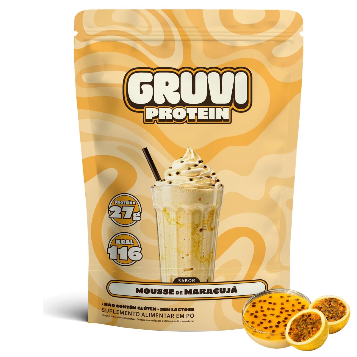 JHAMAL Suplemento Alimentar de Proteína em Pó - Sabor Mousse de Maracujá - Saudável e Rico em Proteínas - Vegano, Sem Glúten, Sem Adição de Açúcar, Sem OGM, À Base de Plantas - Pote de 504g