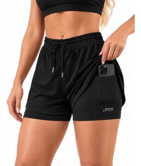 Short Fitness Duplo Feminino Bermuda Compressão 2 1 Academia