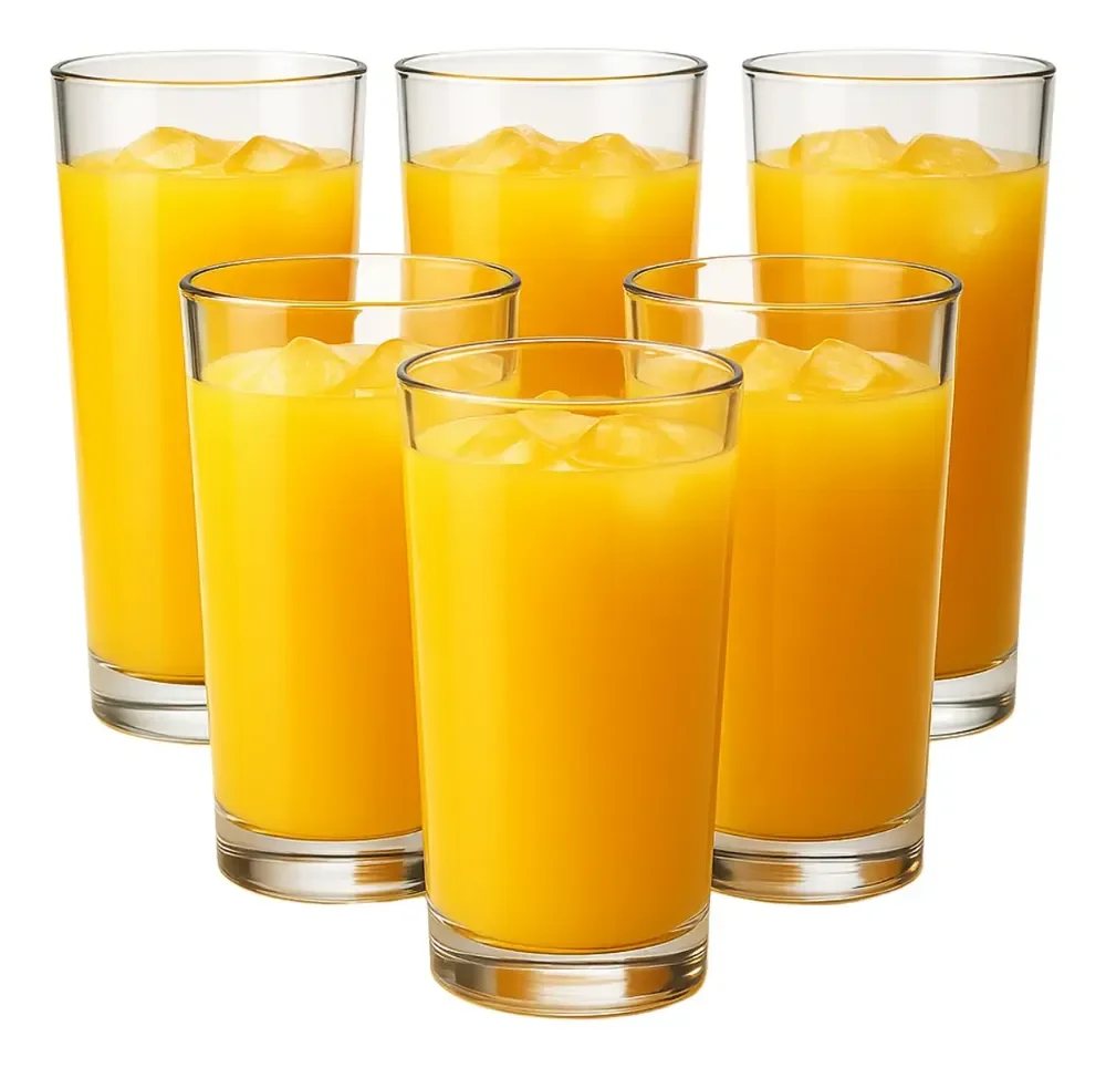 Kit 6 Copos Multiuso De Vidro Long Drink Suco Agua 255ml  Trasparente