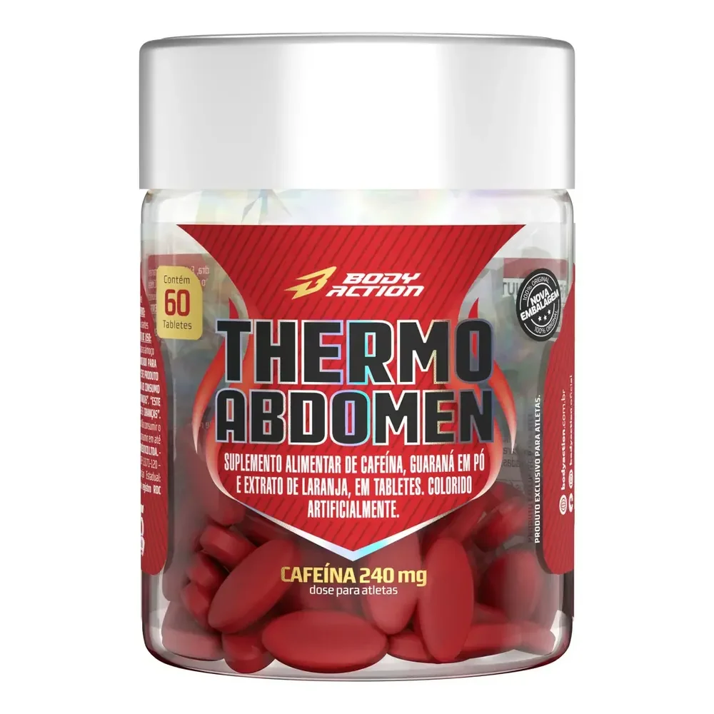 Suplemento Bodyaction Thermo Abdomen Cafeína 240mg Em Pote 60 Comprimidos