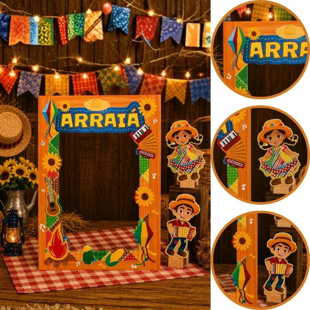 MOLDURA PARA FOTO E 2 CAIPIRINHAS NOSSO ARRAIA 6030 IDEIA ( FESTA JUNINA 2026 )