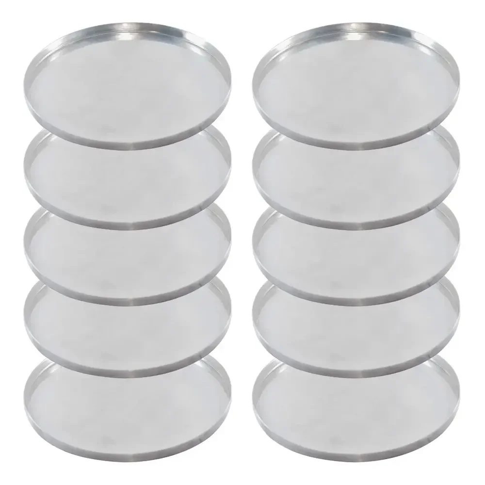 Kit Com 10 Mini Forma De Pizza 10 Cm Em Aluminio Resistente Prateado