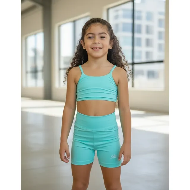 Roupa De Treino Infantil Short E Top De Lycra